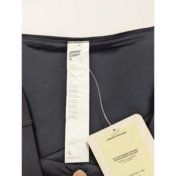 Fabletics Bikini Bottom Gabriella Swim Brief Bottoms Black Cheeky Women L 10 NWT - Picture 7 of 8